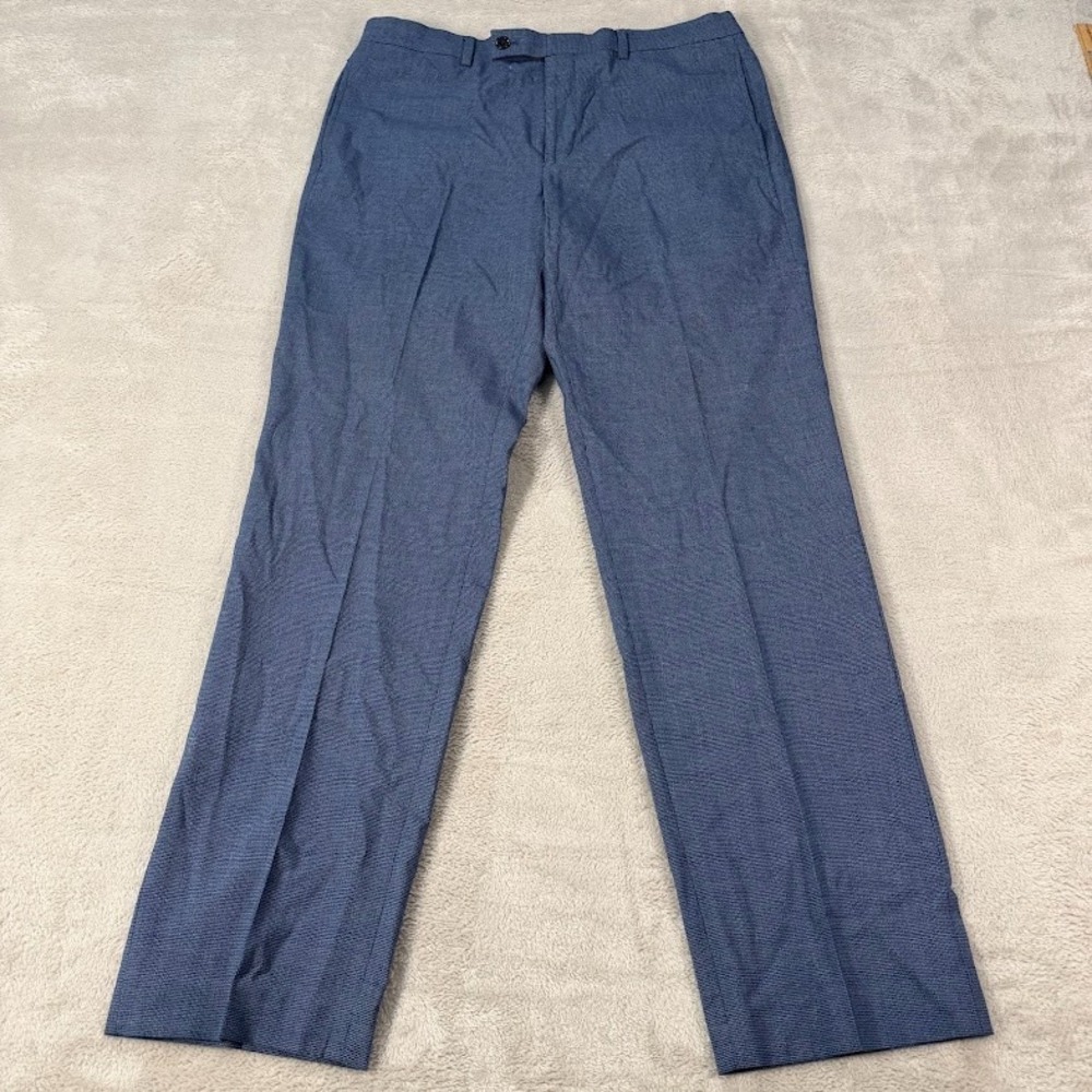 Ralph Lauren Mens 34x32 Navy Blue Flat Front Dress Pants Trousers Casual Preppy
